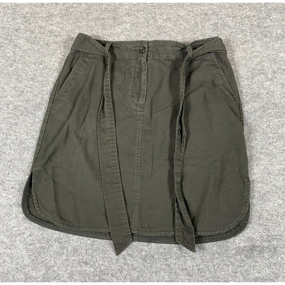 Talbots Skirt Womens 10 P Blach Belted Cotton Blend Stretch Pockets Coastal Luxe